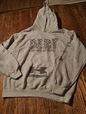 Medium Mudding Dirt Track Grey Long Sleeve Pullover Hoodie Fleece Hooded